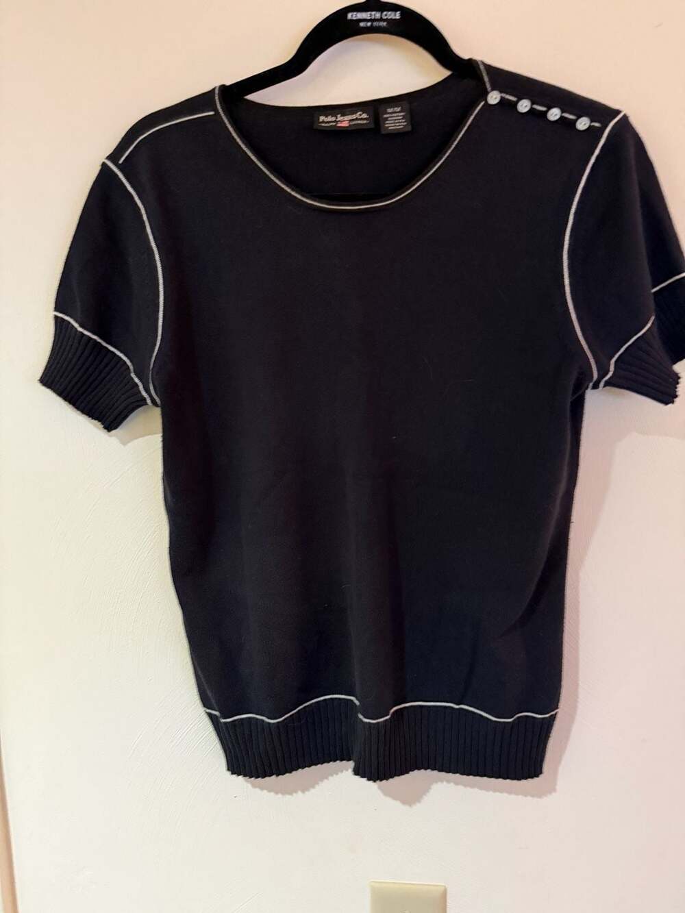 Polo Jeans Co Ralph Lauren Women’s M Black Knit Top Contrast Stitch Y2K